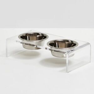 Hiddin Acrylic Lucite Double Dog Bowl Holder